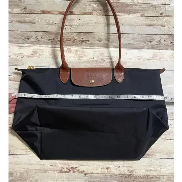Longchamp Le Pliage Original Large Tote Bag Black L Nylon Leather Classy Trendy - Picture 6 of 6